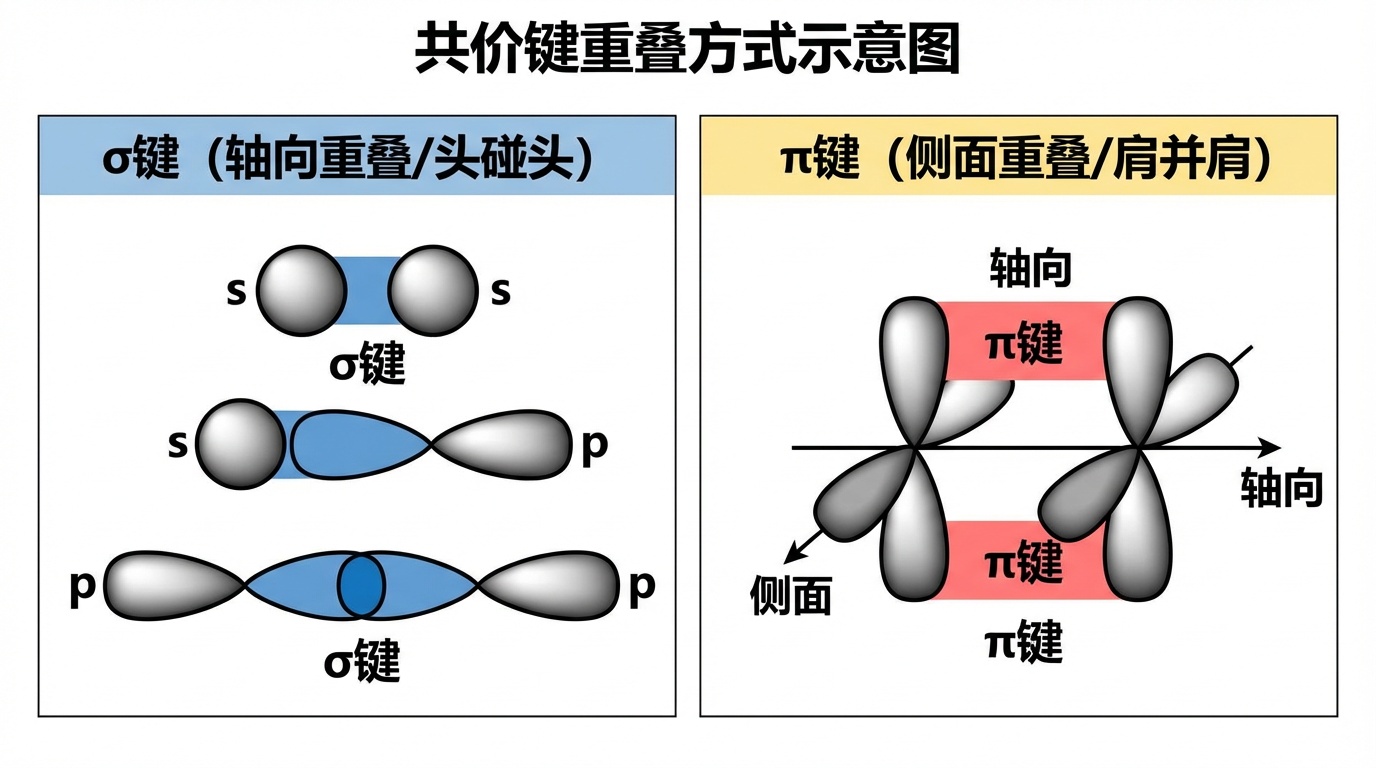 共价键重叠方式示意图